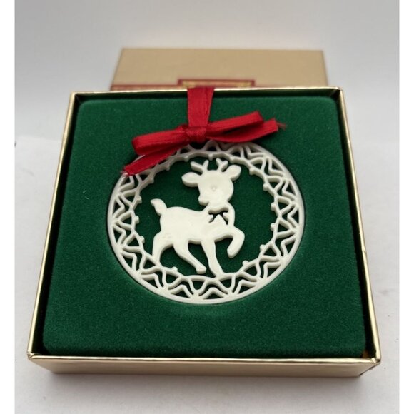 LENOX Reindeer Yuletide Christmas Ornament 1987 Rare Collector Piece - Picture 1 of 4